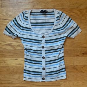 Soft Striped Button-up Crop Top